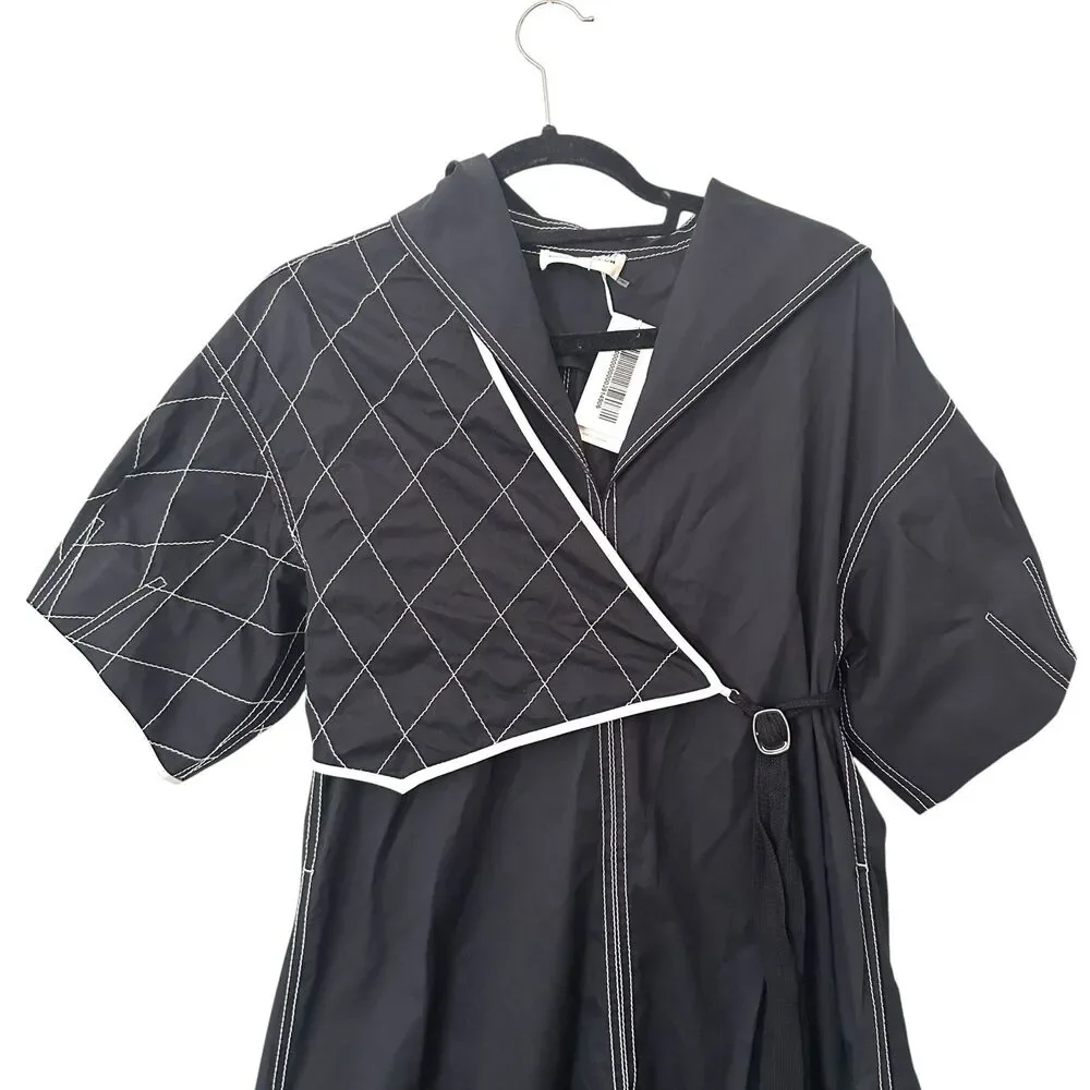 TORY BURCH Diamond‎ Topstitch Sailor Dress Black NWT Sz 2